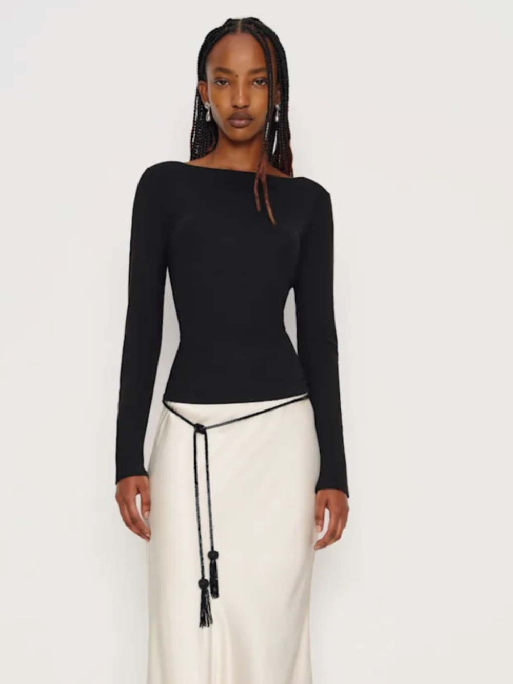 Reformation Arden Knit Top Backless Black XS